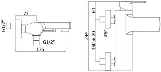 Смеситель для ванны с душем Paffoni Ringo RIN022NO